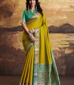 Olive patola silk blend party wear saree