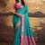 Aqua blue patola silk blend party wear saree