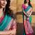 Aqua blue patola silk blend party wear saree