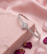 925 sterling silver pavé orbit heart bracelet for women