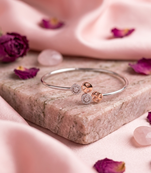 925 sterling silver pavé halo circle bracelet for women