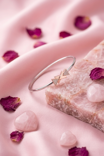 925 sterling silver geometric triangle open bracelet for women