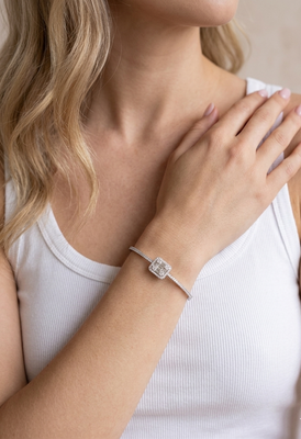 925 sterling silver pavé square halo bracelet for women 2