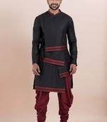 Black silk premium designer festive wear kurta bottom set