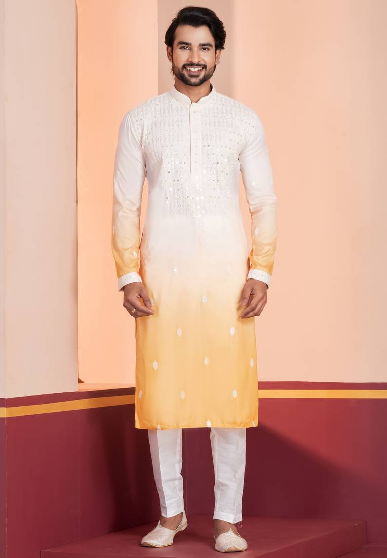 Multi color silky silk premium designer festive wear kurta trouser set