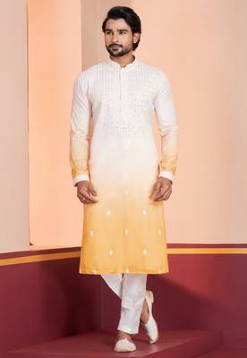 Multi color silky silk premium designer festive wear kurta trouser set 2