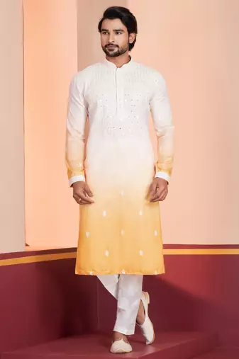 Multi color silky silk premium designer festive wear kurta trouser set