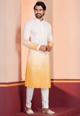 Multi color silky silk premium designer festive wear kurta trouser set 4