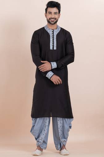 Black viscose ps premium designer festive wear dhoti kurta set