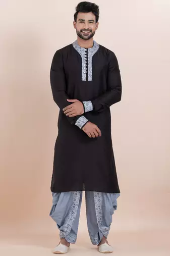 Black viscose ps premium designer festive wear dhoti kurta set