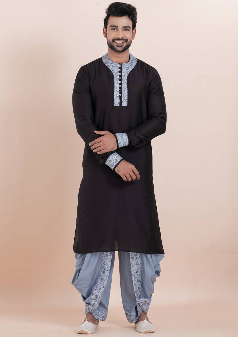 Black viscose ps premium designer festive wear dhoti kurta set