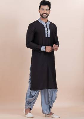 Black viscose ps premium designer festive wear dhoti kurta set 2