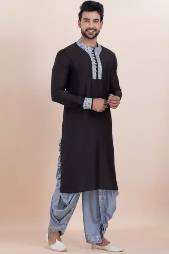 Black viscose ps premium designer festive wear dhoti kurta set