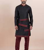 Black silk premium designer festive wear kurta bottom set