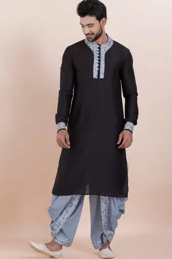 Black viscose ps premium designer festive wear dhoti kurta set