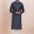 Navy blue cotton silk jacquard premium designer festive wear kurta pyjama set