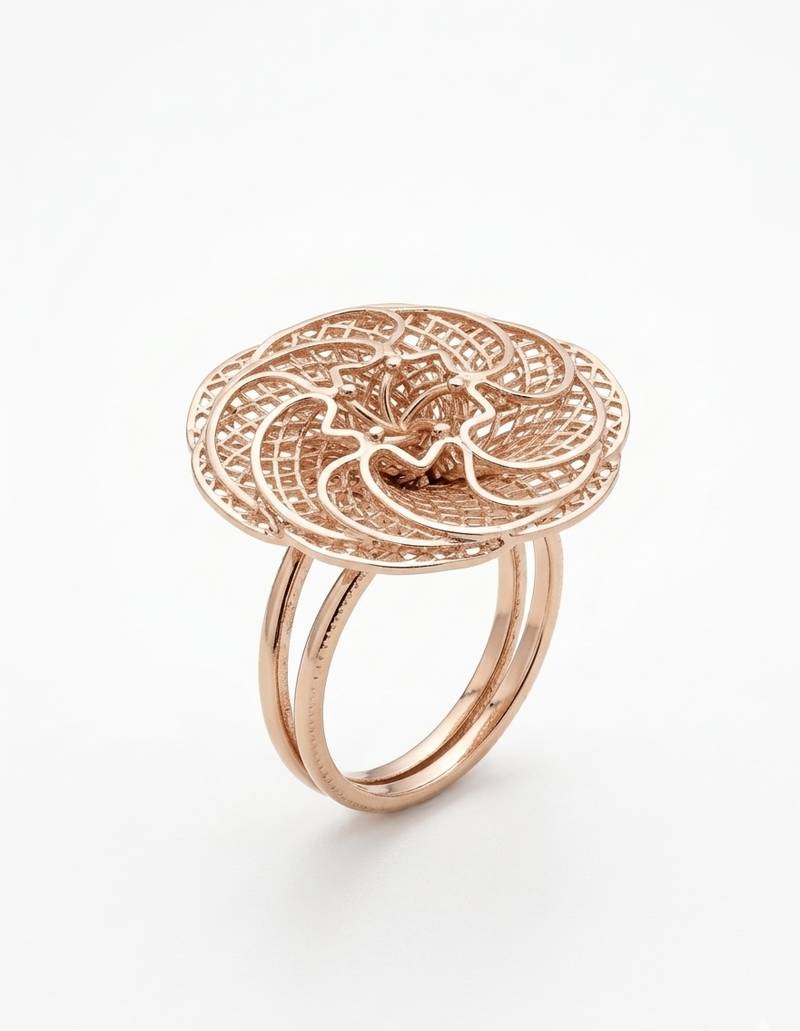 925 sterling silver filigree floral statement ring