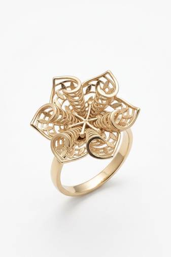 925 sterling silver abstract filigree floral statement ring
