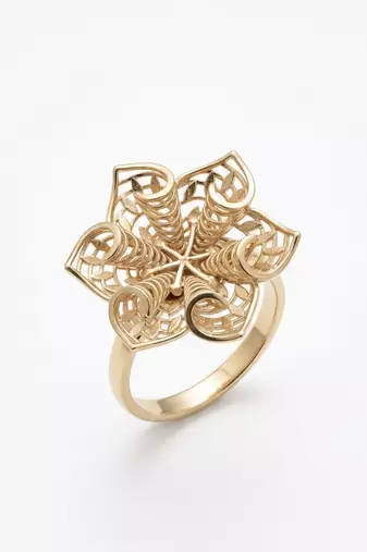 925 sterling silver abstract filigree floral statement ring