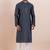 Navy blue cotton silk jacquard premium designer festive wear kurta pyjama set