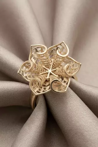 925 sterling silver abstract filigree floral statement ring