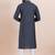 Navy blue cotton silk jacquard premium designer festive wear kurta pyjama set