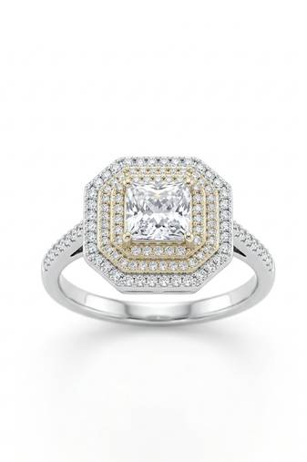 925 sterling silver princess-cut diamond double halo octagonal ring