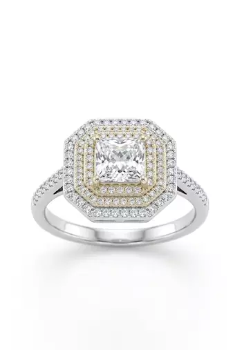 925 sterling silver princess-cut diamond double halo octagonal ring