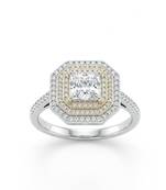 925 sterling silver princess-cut diamond double halo octagonal ring