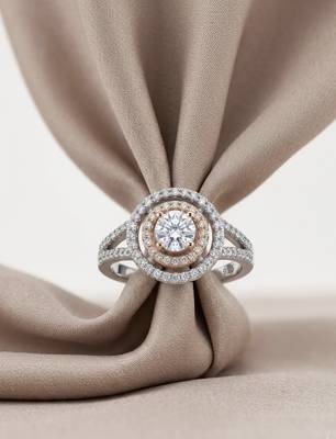 925 sterling silver round brilliant diamond double halo split shank ring 2