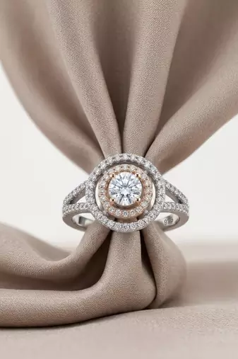 925 sterling silver round brilliant diamond double halo split shank ring