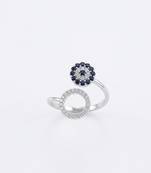 925 sterling silver open circle sapphire & diamond bypass ring