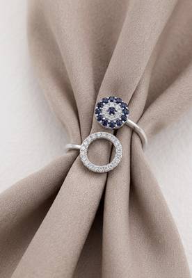 925 sterling silver open circle sapphire & diamond bypass ring 2
