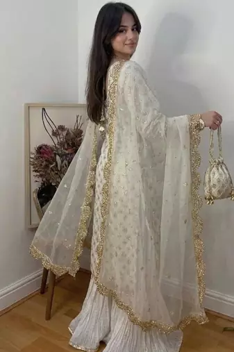 ethereal white georgette suit 