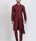 Maroon viscose ps premium designer festive wear kurta pyjama set