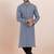 Grey cotton silk jacquard premium designer festive wear kurta pyjama set