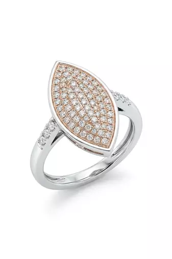 925 sterling silver marquise-shaped pavé diamond statement ring