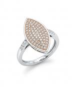 925 sterling silver marquise-shaped pavé diamond statement ring