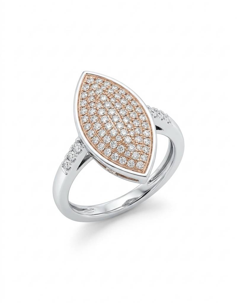 925 sterling silver marquise-shaped pavé diamond statement ring