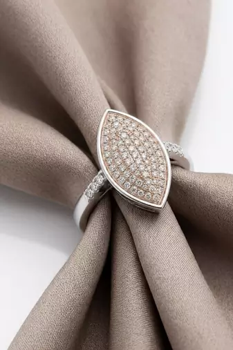 925 sterling silver marquise-shaped pavé diamond statement ring