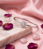 925 sterling silver pavé flower halo bracelet for women