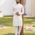 White cotton digital print premium designer festive wear kurta trouser set