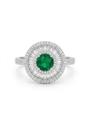 925 sterling silver oval green cz ring with multi halo design 2