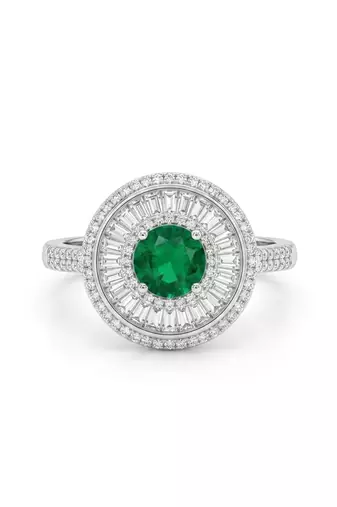925 sterling silver oval green cz ring with multi halo design