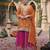 Orange color ethnic chinon fabric partywear ceremonial attire