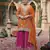 Orange color ethnic chinon fabric partywear ceremonial attire