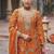 Orange color ethnic chinon fabric partywear ceremonial attire