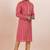 Red color cotton silk jacquard premium designer festive wear kurta pyjama set