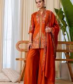 Rust color beautiful embroidered graceful partywear ceremonial suit