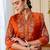 Rust color beautiful embroidered graceful partywear ceremonial suit